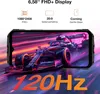 A smartphone displaying a Formula 1 car with promotional text about its display features. Produktbild-Vorschau
