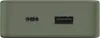 The image shows the side view of a green power bank with a USB-C port and a USB-A port. Produktbild-Vorschau