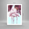 Poster - Poster ohne Rahmen - Flamingos Palmen Mond - 50x70 Produktbild-Vorschau 4