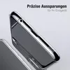 Close-up of a transparent phone case, showing precise cutouts for ports and speakers. Produktbild-Vorschau