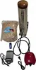 A collection of items for an electric smoking chamber, including a smoke generator, wood chips, and two air pumps. Náhled obrázku produktu