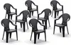 8 Stück Stapelstuhl Rattan-Optik Anthrazit Produktbild-Vorschau