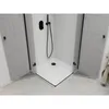 A modern shower enclosure with a white shower tray and black fixtures, set against white tiled walls. Podgląd zdjęcia produktu