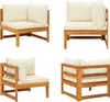 vidaXL Ecksofa mit Cremeweißen Kissen Massivholz Akazie - Produktbild-Vorschau 1