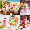 A collage of six images showcasing various ice cream and dessert presentations, including bowls, cups, cones, and milkshakes, with some featuring fresh fruit garnishes. Produktbild-Vorschau
