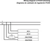 A wiring diagram showing how to connect a push button dimmer to an AC power source. Produktbild-Vorschau