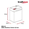 A diagram of a battery with dimensions indicated. Produktbild-Vorschau