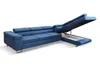 A blue sectional sofa with its storage compartment open. Produktbild-Vorschau