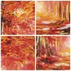 Gerahmtes Poster - Rahmen in heller Eiche - Herbst Wald Rot Produktbild-Vorschau 9