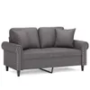 The Living Store 2-Sitzer-Sofa mit Zierkissen Grau 120 cm Produktbild-Vorschau 3