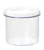 A clear, studio shot of a transparent plastic storage container. Produktbild-Vorschau