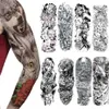 8 Blätter Full Arm Temporäre Tattoos Männer Herren Produktbild-Vorschau 1