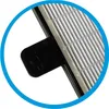 A close-up view of an air filter with a black tab indicating 'TOP'. Voir les images du produit