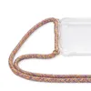 A close-up view of a phone case with a colorful braided lanyard attached. Produktbild-Vorschau