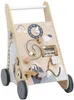 A wooden baby walker with various activity features. Produktbild-Vorschau