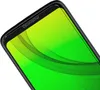 A close-up shot of the top corner of a smartphone screen displaying a green wallpaper with abstract wavy lines. The Motorola logo is visible at the top edge of the screen. Produktbild-Vorschau
