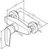 Technical drawing of a shower faucet with dimensions. Produktbild-Vorschau