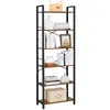 A tall, narrow bookshelf with six shelves filled with decorative items and books. Produktbild-Vorschau