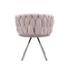 A pink upholstered chair with silver legs on a white background. Produktbild-Vorschau
