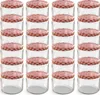 A grid of empty glass jars with red and white checkered lids. Náhled obrázku produktu