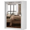 Schwebetürenschrank Kleiderschrank Schrank 150cm Weiß/Weiß Produktbild-Vorschau 2