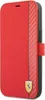 A red Ferrari branded iPhone 13 mini flip case with a carbon fiber stripe and the Ferrari logo. Voir les images du produit