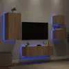 vidaXL 4-tlg. TV-Wohnwand mit LED-Leuchten Sonoma-Eiche Produktbild-Vorschau 2