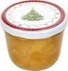 A glass jar filled with orange jam, topped with a lid decorated with a Christmas tree and festive border. Produktbild-Vorschau