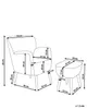 A diagram showing the dimensions of an armchair and a footstool. Náhled obrázku produktu