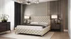 A bedroom scene featuring a tufted bed, nightstands, and a dresser. Produktbild-Vorschau