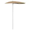 vidaXL Mezzo ombrellone con asta 180x90 cm Taupe Anteprima dell’immagine prodotto 1