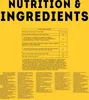 A yellow background with black text and a nutrition information table. Produktbild-Vorschau