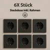 6er Set Schutzkontakt Steckdosen mit Rahmen – 16A 250V – Produktbild-Vorschau 1