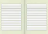 An open notebook with lined pages. Produktbild-Vorschau