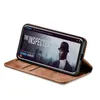 A brown flip case for a smartphone, displaying a movie poster on the phone screen. Produktbild-Vorschau