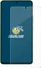 A screen protector is shown on top of a smartphone. Produktbild-Vorschau