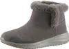 A single gray boot with faux fur trim is shown against a white background. Voir les images du produit