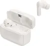 White wireless earbuds and their charging case are displayed against a white background. One earbud is in the charging case, and another is shown separately. Anteprima dell’immagine prodotto