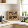 Relaxdays Eck-Brotkasten Bambus, 2 Etagen, Brotlade mit Produktbild-Vorschau 2