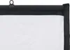 A close-up view of the top edge of a white projection screen with a black border and a black roller bar. Náhled obrázku produktu