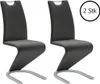 Two modern dining chairs with a cantilever base.