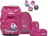 A set of school supplies including a backpack, a pencil case, and a pouch, all with a pink and star theme. Produktbild-Vorschau