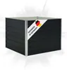 A black raised garden bed with a diagonal white label featuring the German flag and text. Produktbild-Vorschau