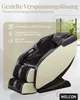 A massage chair is shown with text describing its features. Podgląd zdjęcia produktu
