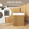 HOMCOM Bambusový koš na bielizeň s vekom, 2 priehradky, 100 Náhľad obrázku produktu 5