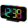 A digital alarm clock with a colorful LED display and a rainbow light strip at the top. Produktbild-Vorschau