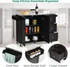 A kitchen cart with various compartments and features is displayed, with close-up insets highlighting specific functionalities. Podgląd zdjęcia produktu