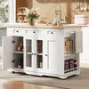 A white kitchen island with a wooden countertop is shown in a kitchen setting. Anteprima dell’immagine prodotto