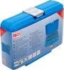 A blue plastic case containing a set of sockets, with packaging information visible. Náhled obrázku produktu