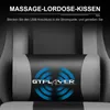 Close-up of a massage pillow with a logo and text. Voir les images du produit